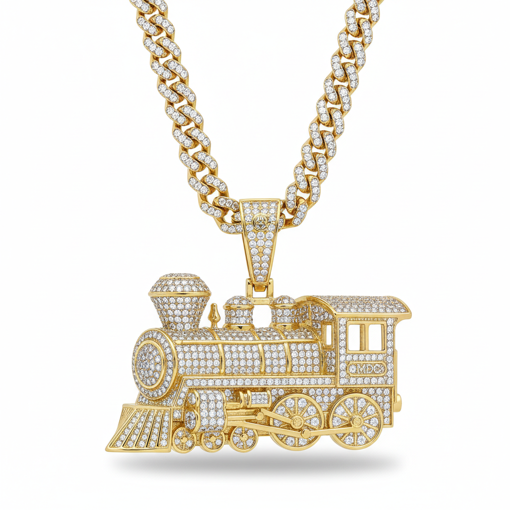 MDC Iced-Out Boilermaker Train VVS Pendant Chain